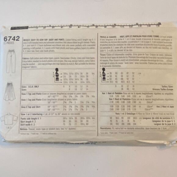 Simplicity 6742 Pattern Top Skirt Pant Miss 10 Vintage Boxy Cropped Midi Twee - Picture 4 of 6
